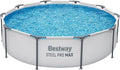 Bestway Steel Pro MAX Frame Pool – Rundpool ohne Pumpe, Ø 305 x 76 cm, Stahlrahmen Schwimmbecken, hellgrau