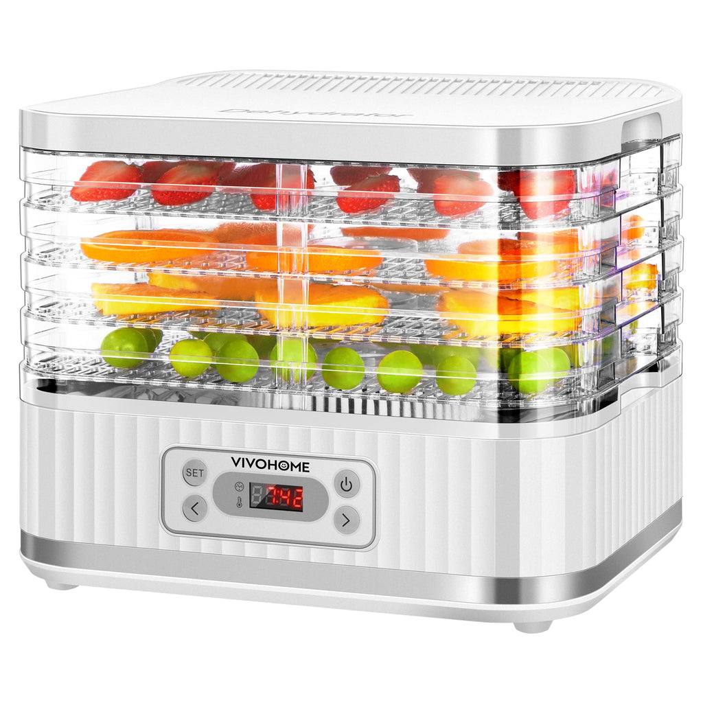 VIVOHOME Dörrautomat mit 8 Einlegefächern 400W BPA frei Dörrgerät mit Temperaturregler von 35°C bis 70°C inkl.72H Timer und Rezept für Fleisch,Obst,Haustier-Leckereieneo