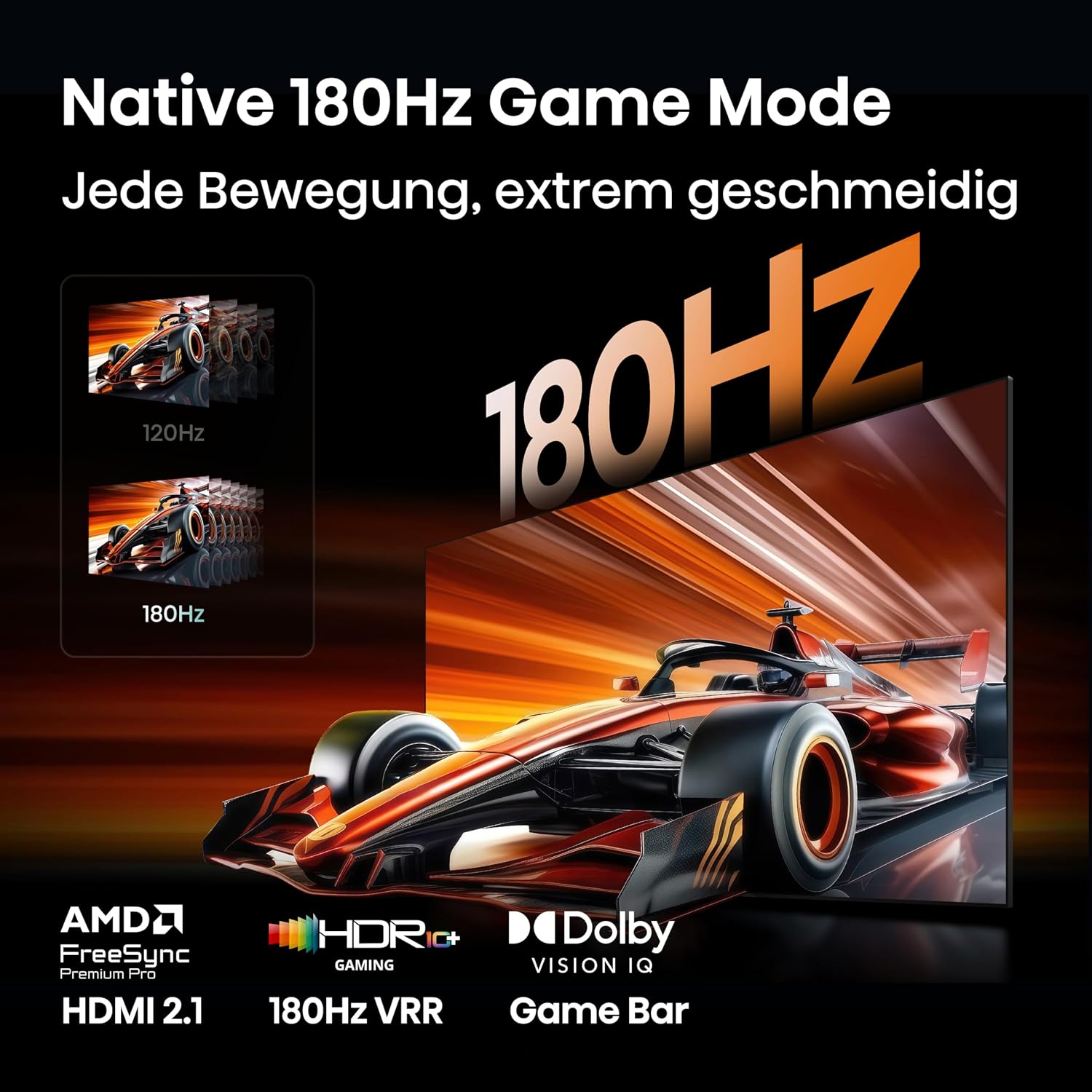 Hisense 65UR8DS Fernseher 65 Zoll, 4K UHD, RGB Mini LED, Smart TV, 180Hz, Hi-View AI Engine RGB, Dolby Vision.Atmos, AI RGB Lichtsensor, AI 4K Upscaler, AMD FreeSync Premium Pro, Tuned by Devialet
