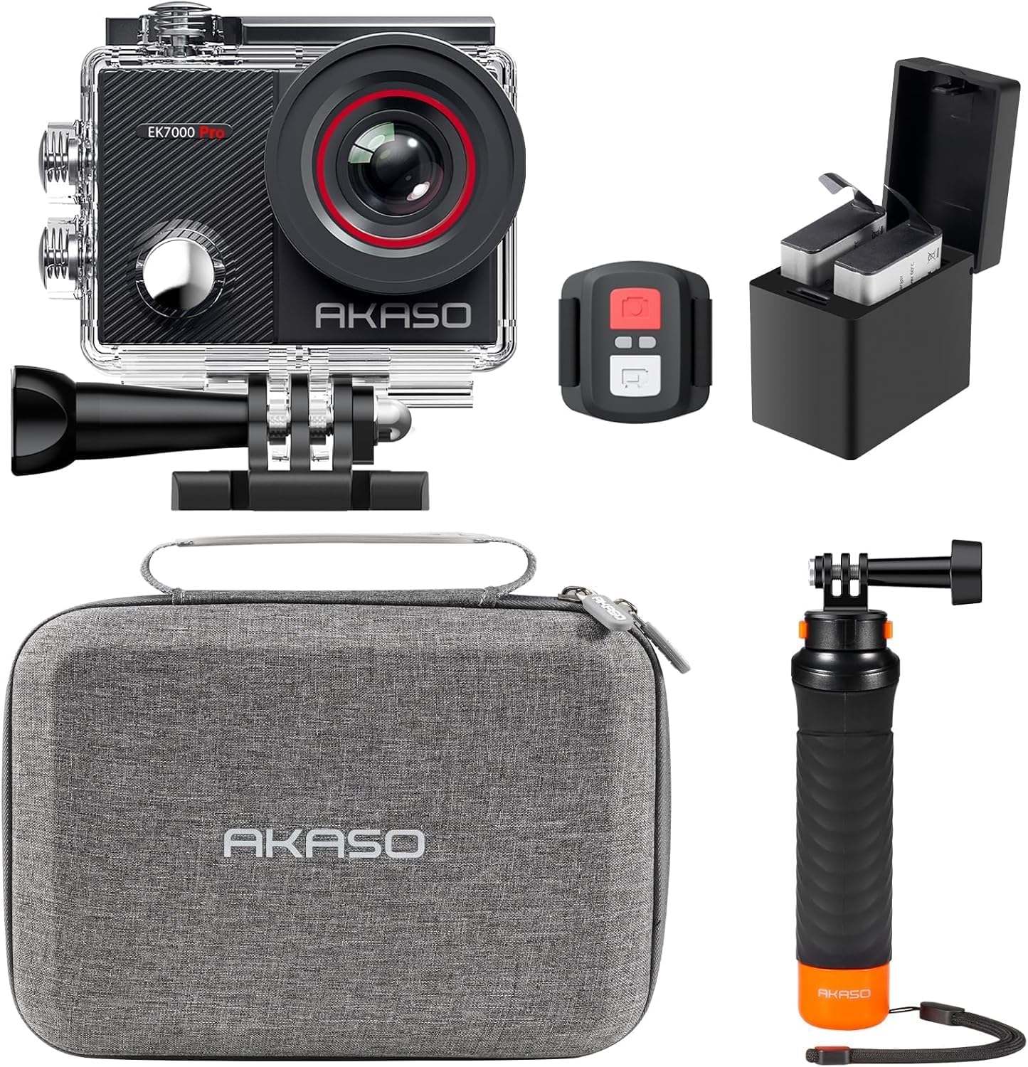 Akaso EK7000 Pro Action Cam 4K30FPS 20MP with Floating Handle Bag | WiFi 40M Underwater Camera Waterproof Ultra HD Touchscreen Adjustable Wide Angle Ice Action Cam with 2.4G Remote Control