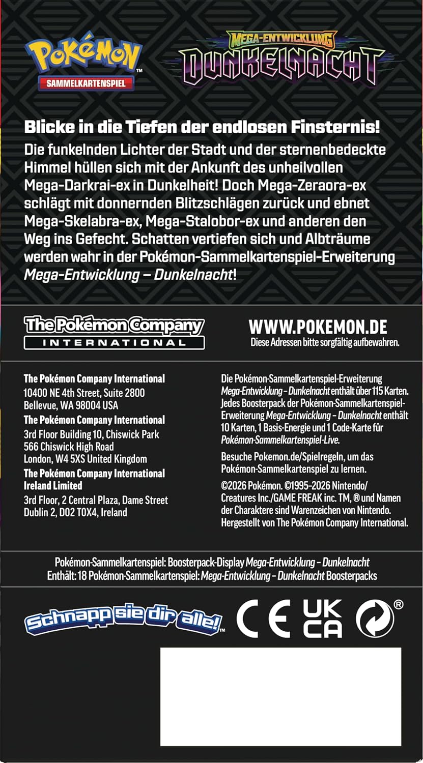 Pokémon-Sammelkartenspiel: Boosterpack-Display Mega-Entwicklung – Dunkelnacht (enthält 18 Boosterpacks)