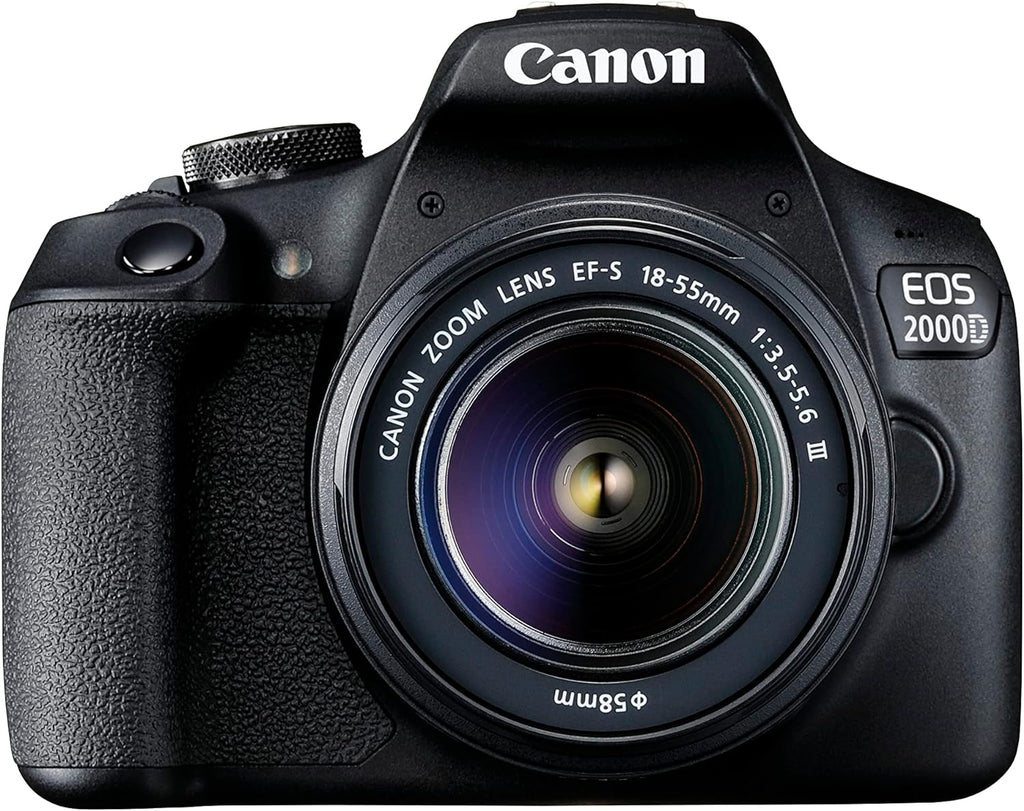 Canon EOS 2000D SLR Camera with EF-S 18–55 F3.5-5.6 III Lens (24.1 MP, DIGIC 4+, 7.5 cm (3.0 Inch) LCD, Display, Full HD, WiFi, APS-C CMOS Sensor), Black