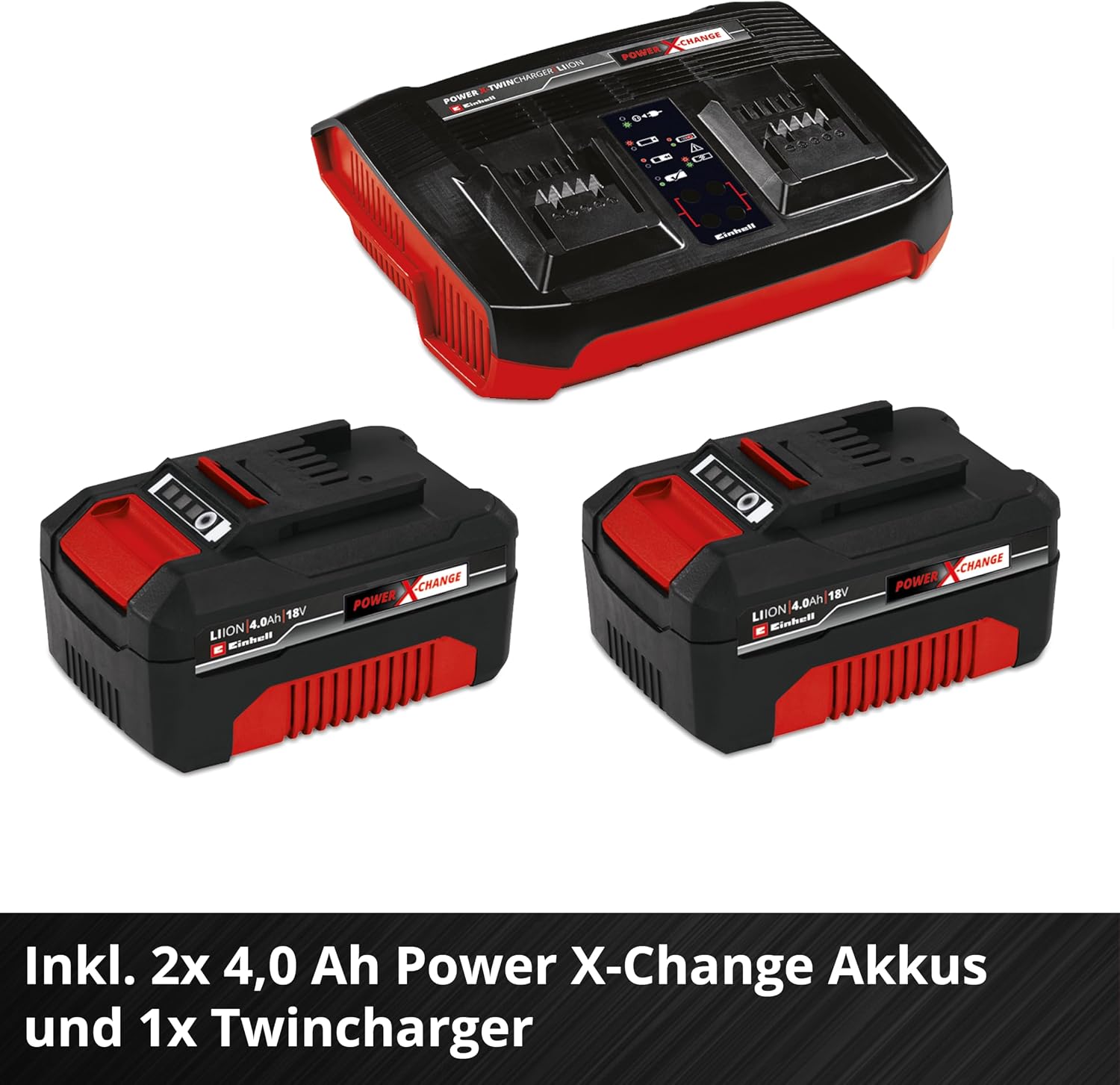 Einhell Akku-Rasenmäher RASARRO 36/42 Kit Power X-Change (36 V, 42 cm Schnittbreite, bis 550 m², Brushless, Mulchfunktion, 50L Fangkorb, inkl. 2X 4,0 Ah Akkus + Ladegerät)