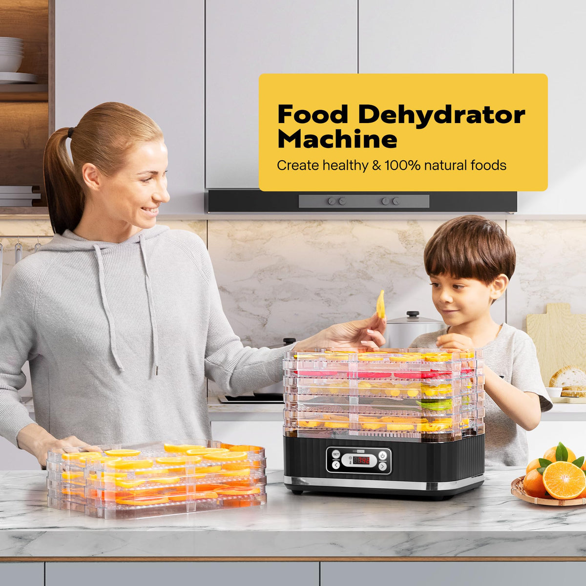 VIVOHOME Dörrautomat mit 8 Einlegefächern 400W BPA frei Dörrgerät mit Temperaturregler von 35°C bis 70°C inkl.72H Timer und Rezept für Fleisch,Obst,Haustier-Leckereieneo