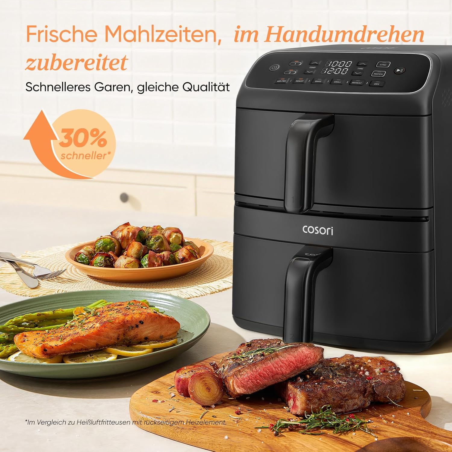 Cosori Airfryer New Generation 2026 Exclusive TurboBlaze Tech 8.6L | PFAS-free, NTC-Tech, XL heating ring, 39% narrower, 3 fan levels