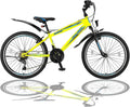 Talson 24 Zoll Mountainbike Fahrrad mit Gabelfederung & Beleuchtung 21-Gang Shimano FST Gelb