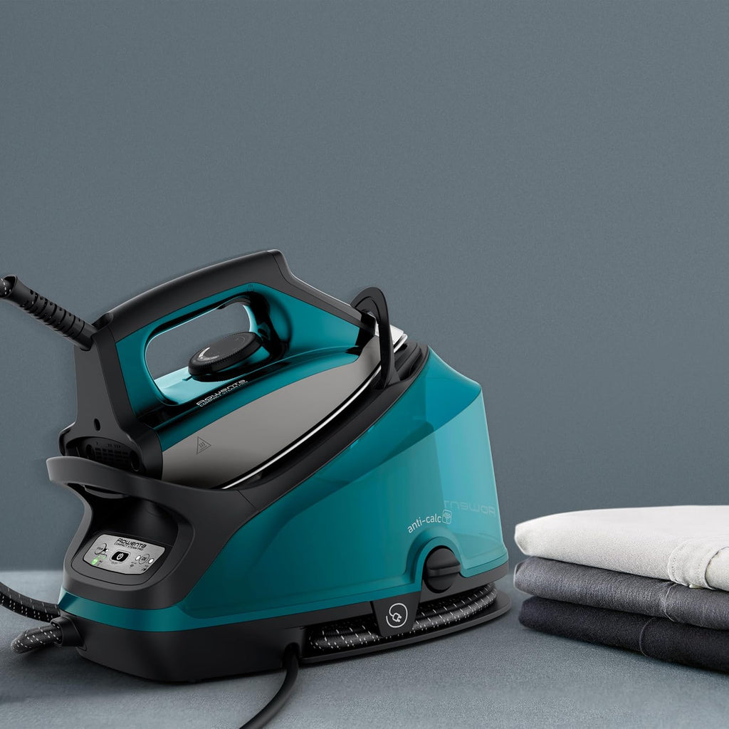 Rowenta Compact Steam Pro Dampfbügelstation, 6,2 Bar Hochdruckdampf, 310 G/Min Dampfstoß, 1,1 l Wassertank, kompaktes Design, effizienter Kalkkollektor, Kunststoff, X-Large, Blau/Schwarz, DG7621