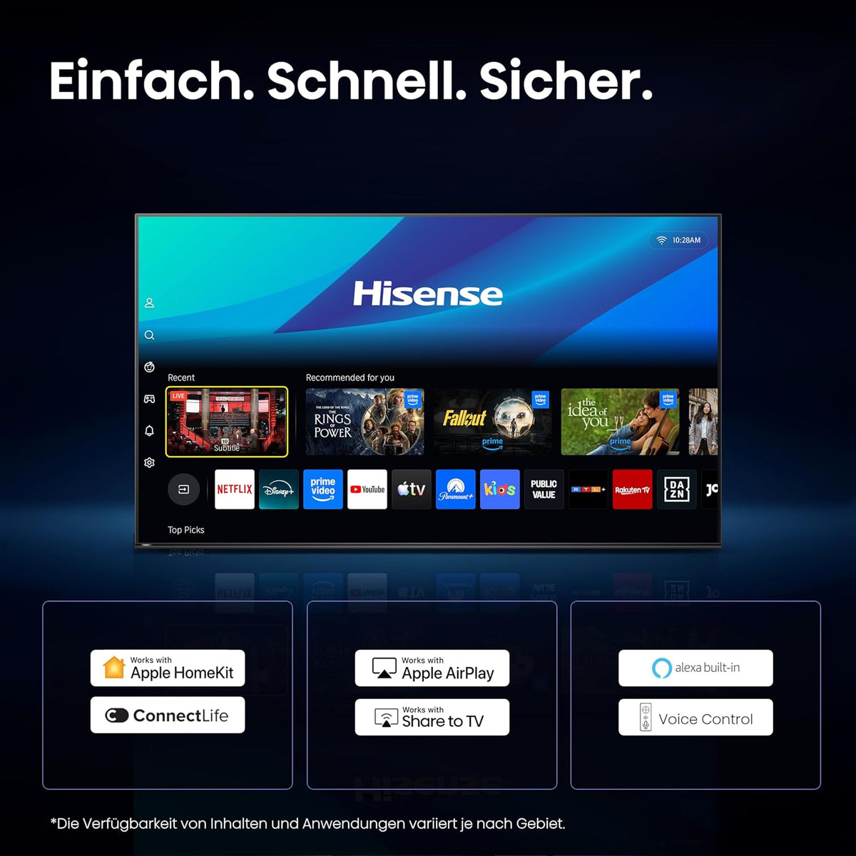 Hisense 55E8DS Fernseher 55 Zoll, 4K UHD, Hi-QLED Mini LED, Smart TV, 144Hz, Hi-View AI Engine, Dolby Vision.Atmos, Unibody Slim, FreeSync Premium, AI-Lichtsensor, Game Bar, Tuned by Devialet