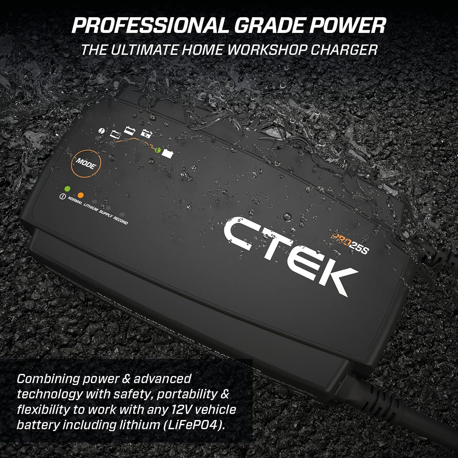 CTEK PRO25S, 25A, Batterieladegerät 12V Und Stromversorgung, Batteriepfleger, Ladegerät LiFePO4, Lithium Ionen Ladegerät Auto Und LKW Mit Rekonditionierungsmodus Und Entsulfatierungsprogramm