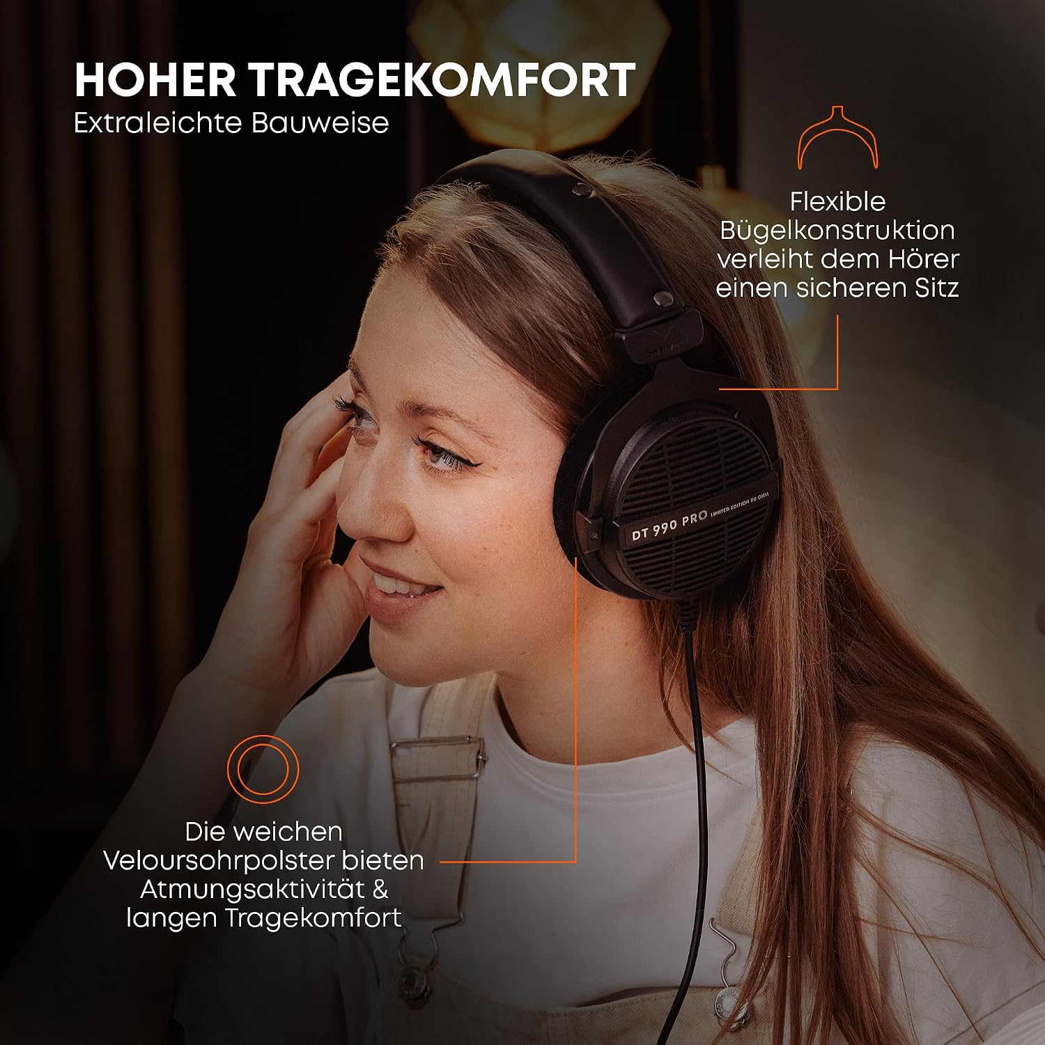 beyerdynamic DT 990 PRO Single Sided Wired On-Ear Studio Headphones for Mixing, Mastering and Editing, 80 Ohm. Handmade in Germany
