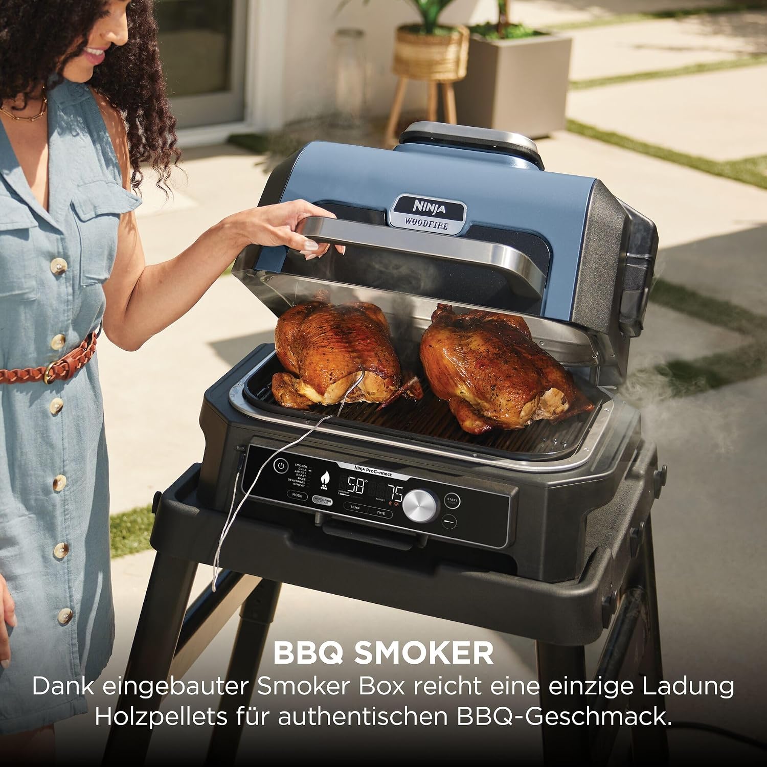Ninja Woodfire Pro Connect XL Elektrischer BBQ Smoker Grill, App-Steuerung