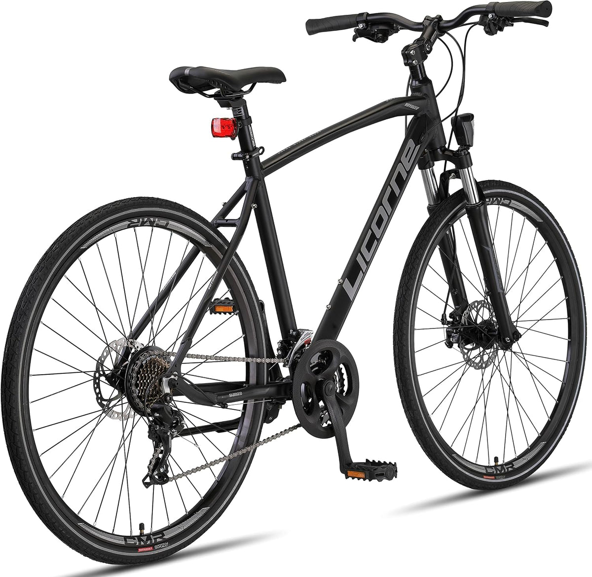 Licorne Bike Premium Voyager Trekking Bike in 28 Zoll Aluminium Scheibenbremse Fahrrad für Jungen, Mädchen, Damen und Herren - 21 Gang-Schaltung - Mountainbike - Crossbike