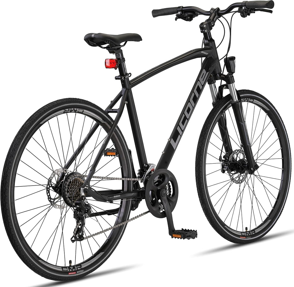 Licorne Bike Premium Voyager Trekking Bike in 28 Zoll Aluminium Scheibenbremse Fahrrad für Jungen, Mädchen, Damen und Herren - 21 Gang-Schaltung - Mountainbike - Crossbike