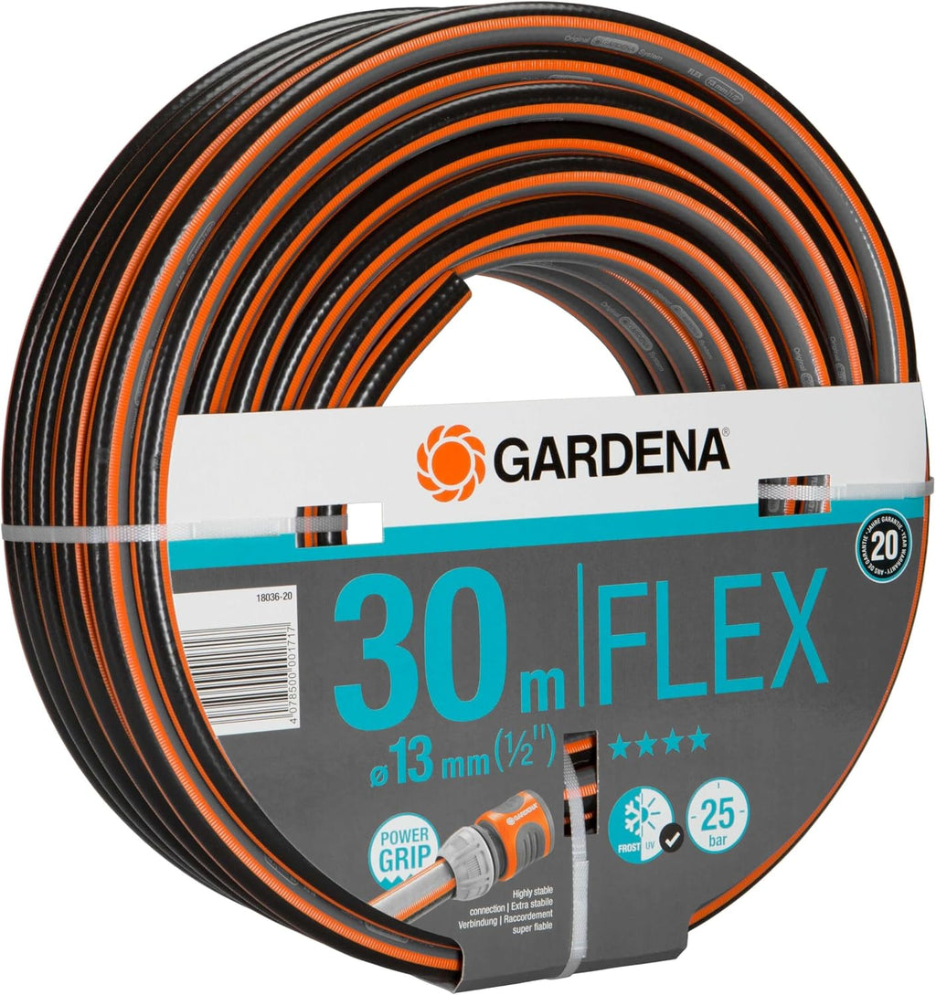 Gardena Comfort FLEX Schlauch 13 mm (1/2 Zoll), 30 m: Formstabiler, flexibler Gartenschlauch mit Power-Grip-Profil, aus hochwertigem Spiralgewebe, 25 bar Berstdruck, ohne Systemteile (18036-20)