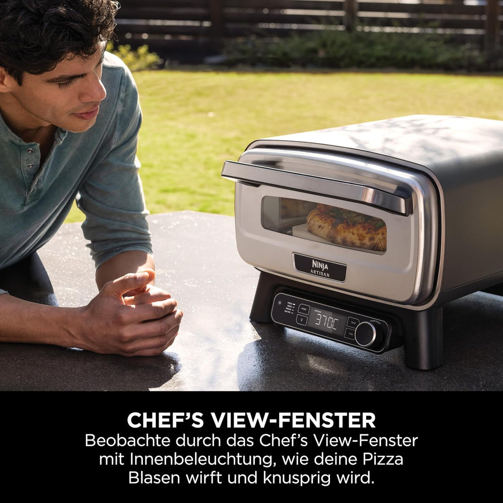 Ninja Artisan Outdoor-Pizzaofen und Heißluftfritteuse, 4 Funktionen: Pizza