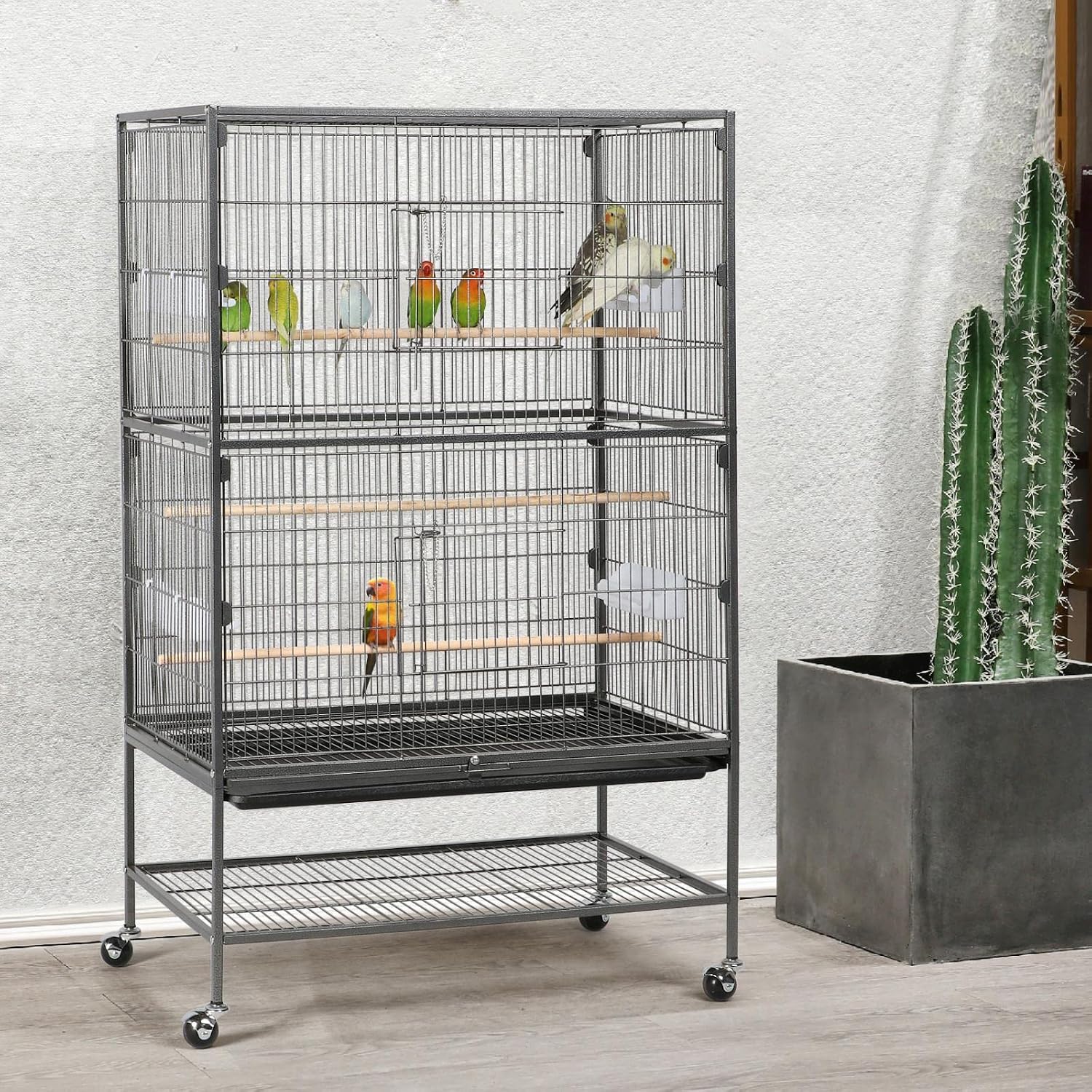 Yaheetech Bird Aviary, Budgie Cage, Rodent Cage Made from Metal Bird Cage with Dirt Tray Insert for Cockatiels, Parrots, Pigeons, Parakeets, Finches