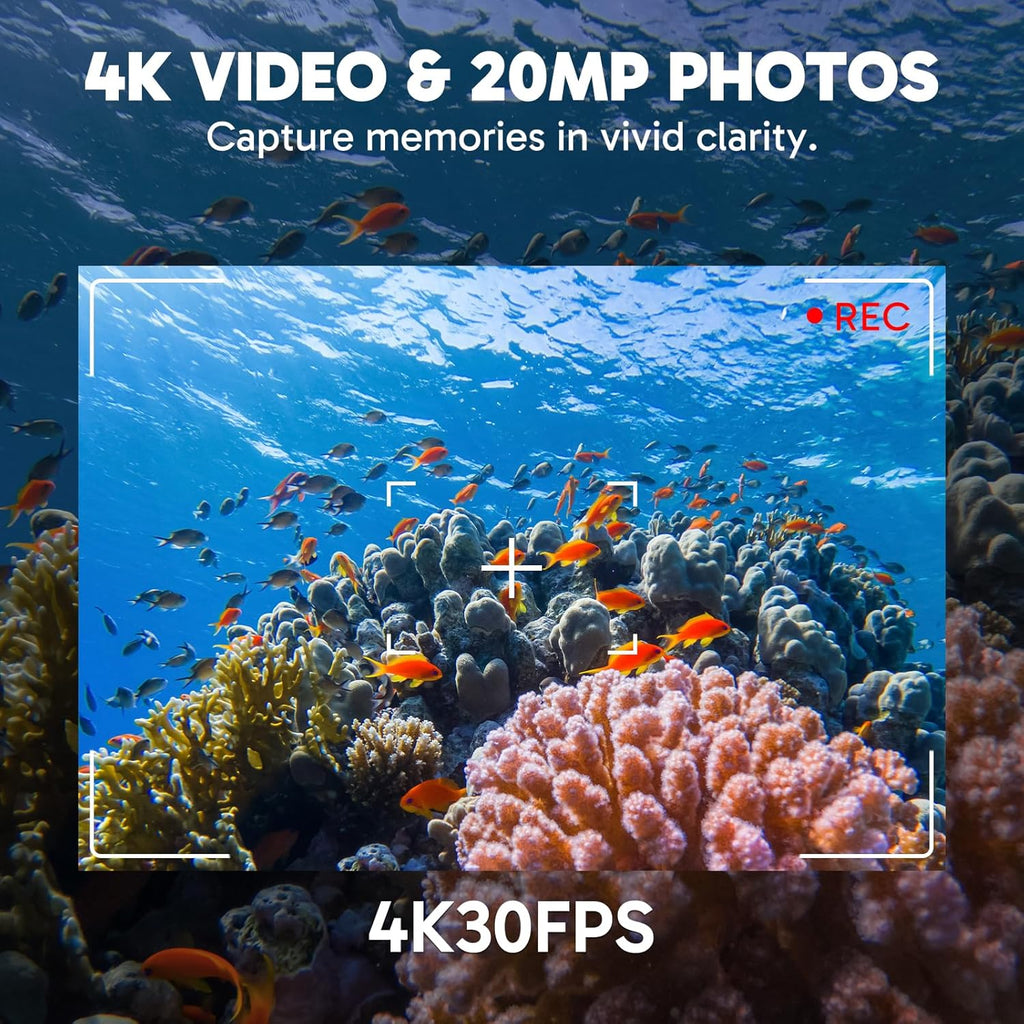 Akaso EK7000 Pro Action Cam 4K30FPS 20MP with Floating Handle Bag | WiFi 40M Underwater Camera Waterproof Ultra HD Touchscreen Adjustable Wide Angle Ice Action Cam with 2.4G Remote Control