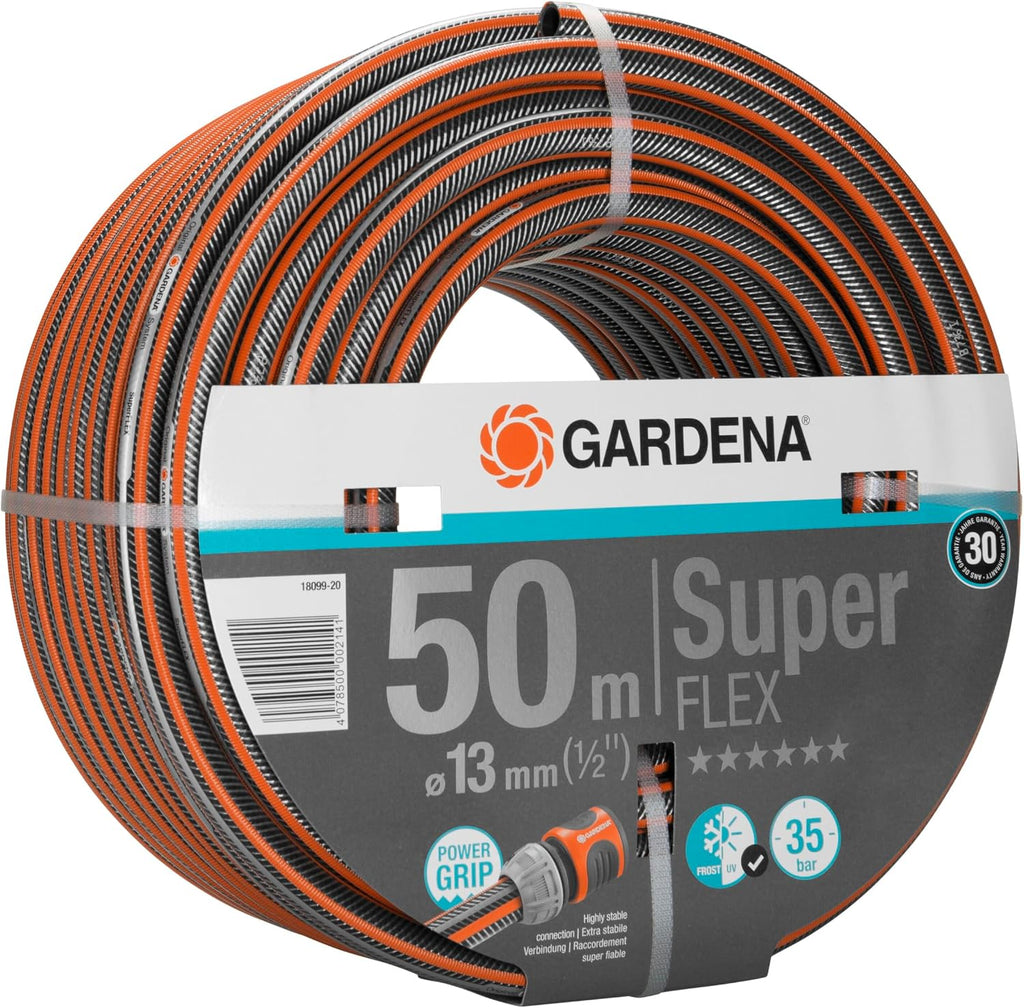 Gardena Premium Superflex Schlauch 13 mm (1/2 Zoll), 50 m: Gartenschlauch mit Power-Grip-Profil, 35 bar Berstdruck, hochflexibel, formstabil, UV-beständ, Polyvinyl Chloride (PVC), watering in garden