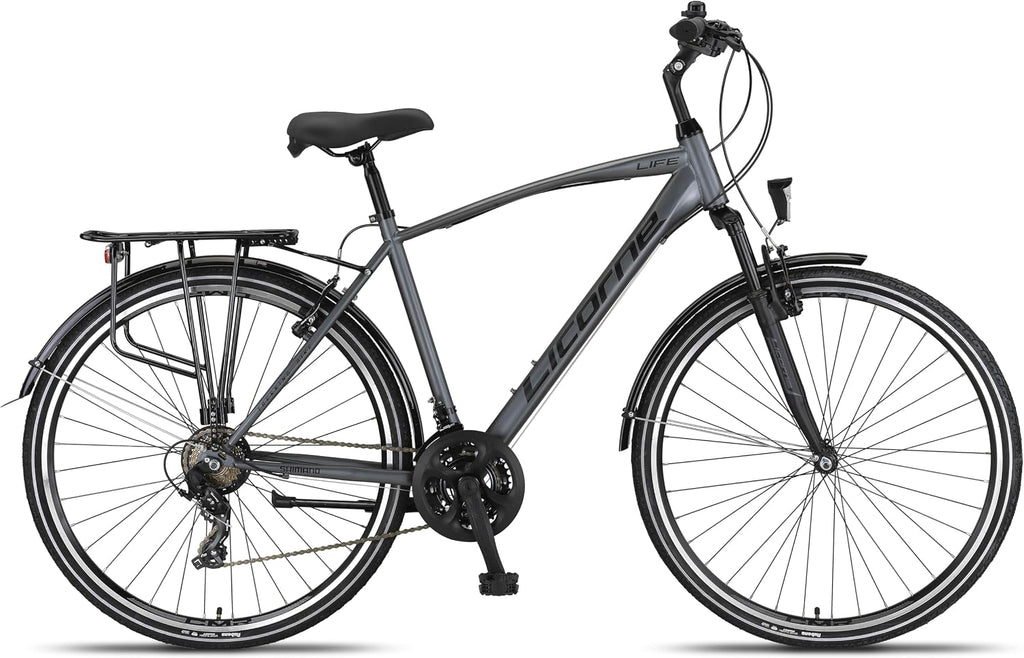 Licorne Bike Premium Trekking Bike in 28" Fahrrad für Herren Jungen Damen und 21 Gang Schaltung Citybike Life M-V-ATB