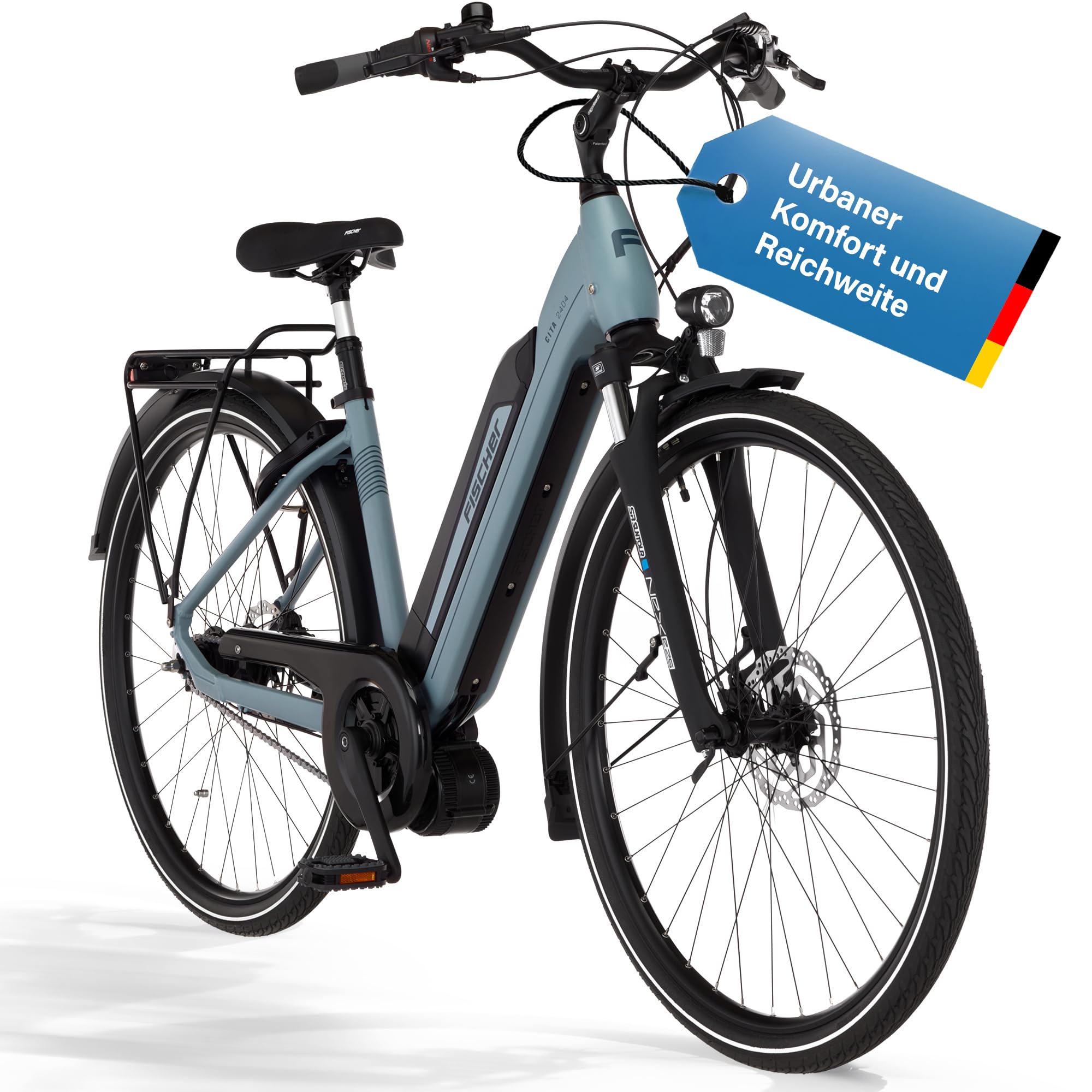 Fischer E-Bike City CITA 2403 Active Elektrofahrrad für Damen und Herren, RH 43, Frontmotor 40 Nm, 48 V Akku