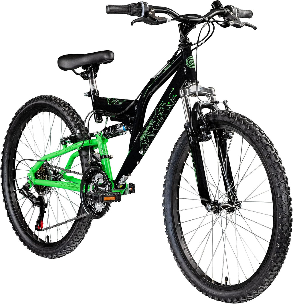 Galano FS180 24 Zoll Jugend Fahrrad 18 Gänge ab 8 Jahre Fully Mountainbike 130-145 cm für Mädchen und Jungen Kinderfahrrad Mountain Bike Jugendfahrrad MTB