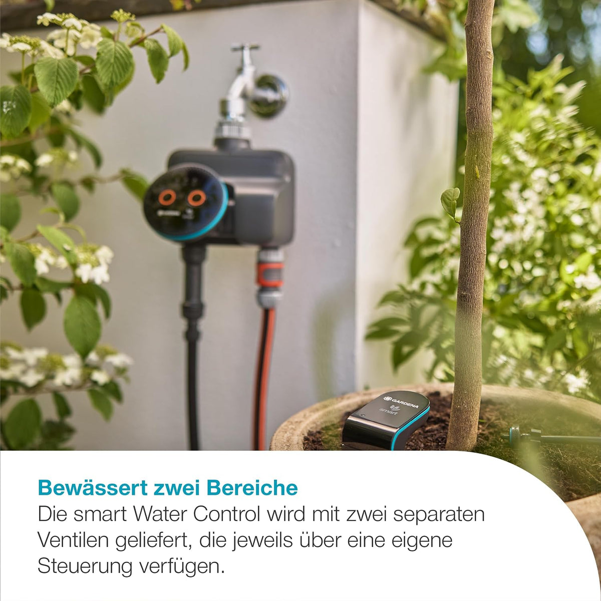 Gardena smart Dual Water Control Bewässerungssteuerung; smart: Datengesteuerte Bewässerung*, Smart Home Integration*, Für zwei unabhängige Gartenbereiche, Hochwertige Ventiltechnik (19034-20)