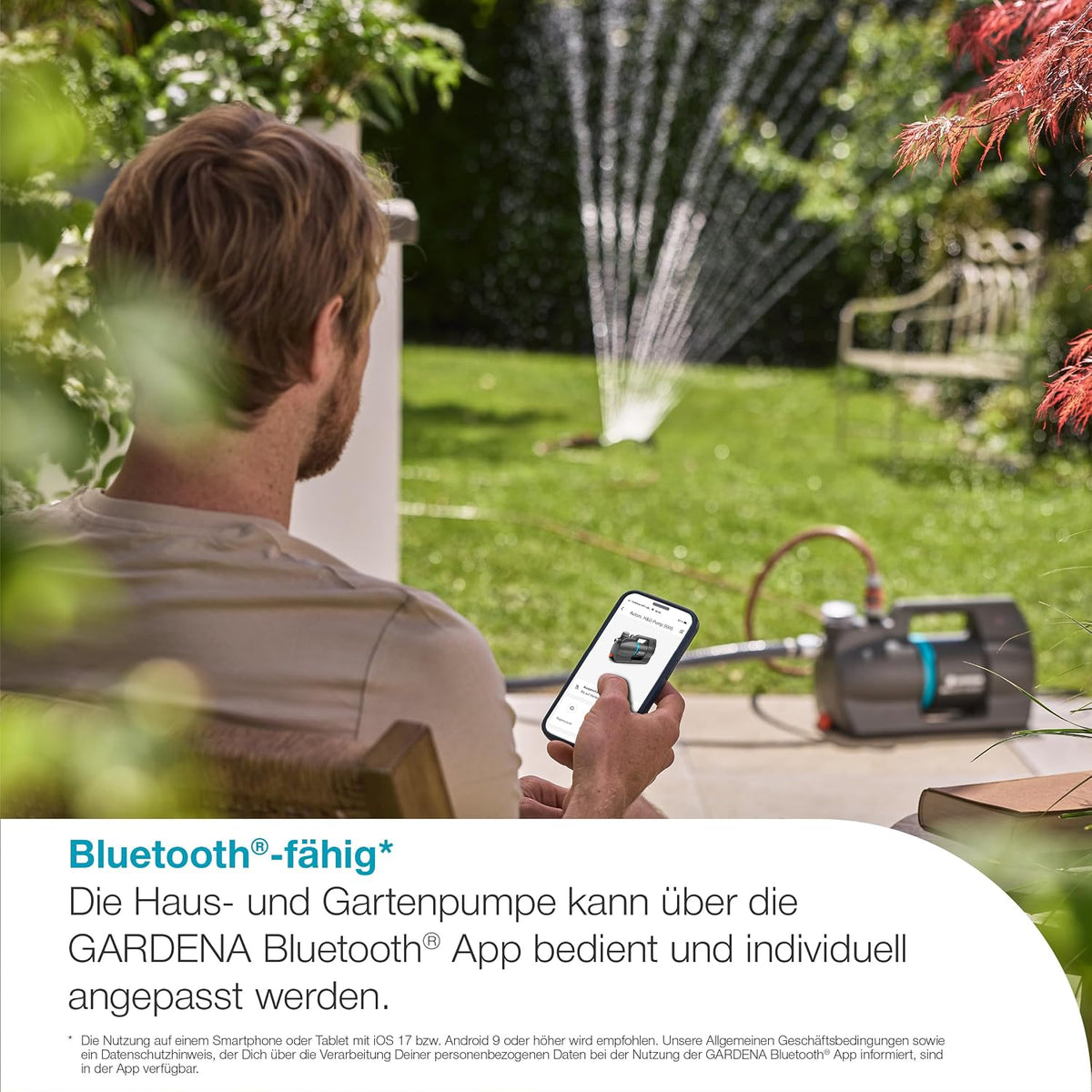 Gardena Haus- & Gartenautomat 5000 SilentComfort Pumpen: App-Steuerung*, 36% weniger Stromverbrauch**, Silent Technologie, Regen- und UV-geschütztes Gehäuse (09072-20)