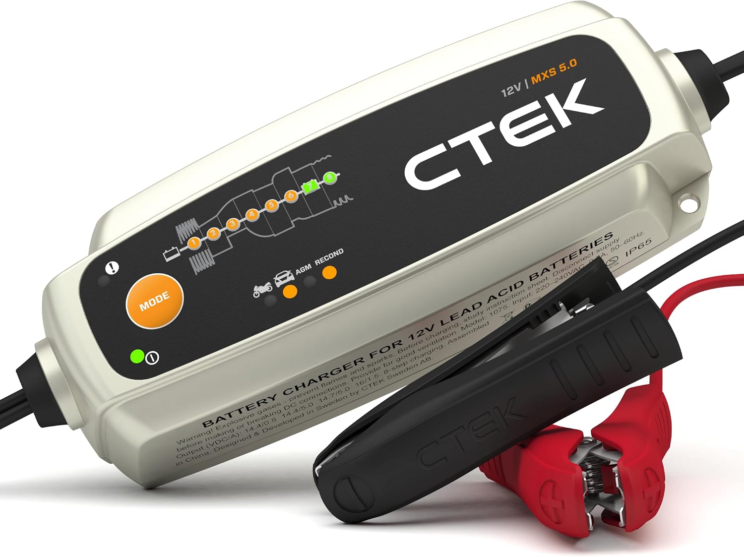 CTEK MXS 5.0 Battery Charger with Automatic Temperature Compensation, 12 V, 5.0 Amp (EU Plug)