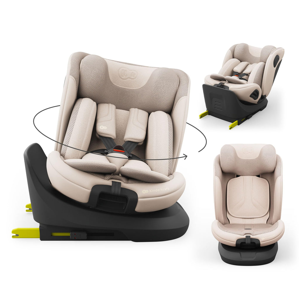 Kinderkraft I-GROW 2 PRO Child Seat 0-36 kg, I-SIZE 40-150 cm, 360 Degree Rotatable, Child Car Seat with Isofix Station, FWF and RWF, Adjustable Headrest/Backrest with Reclining Position, Black