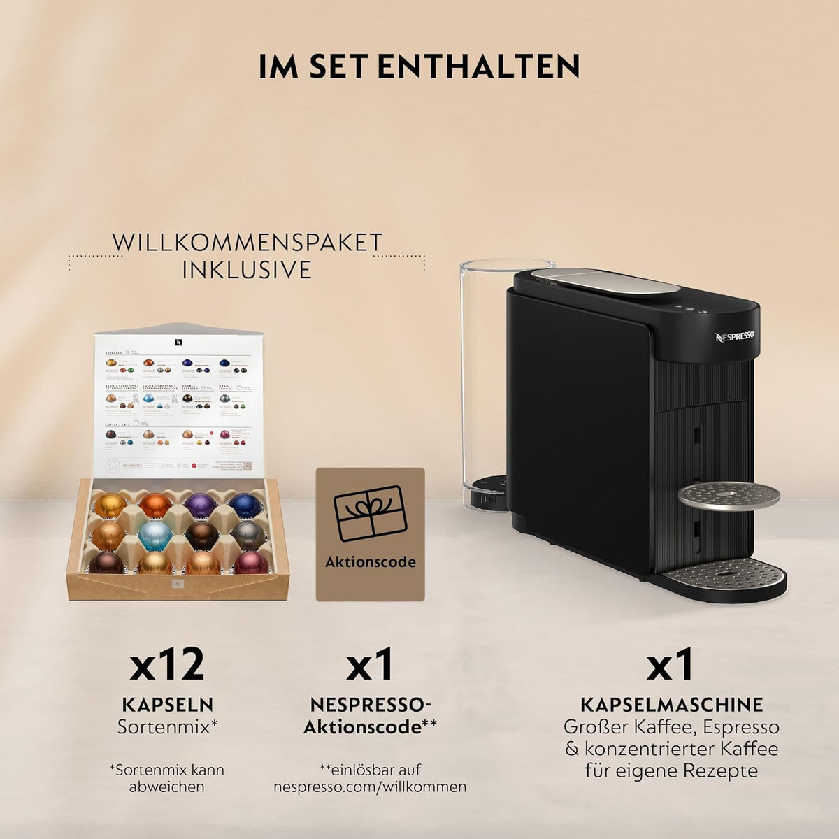 NESPRESSO KRUPS Vertuo Up Schwarz Kapselmaschine XN9408