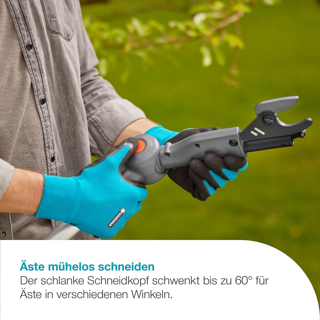 Gardena Akku-Teleskop-Baumschere HighCut 360/18V P4A Ready-to-Use Set: Bis zu 5 m Reichweite, Schwenkbarer Schneidkopf, Ergonomisch, LED-Anzeige, Kabellos (14776-20)