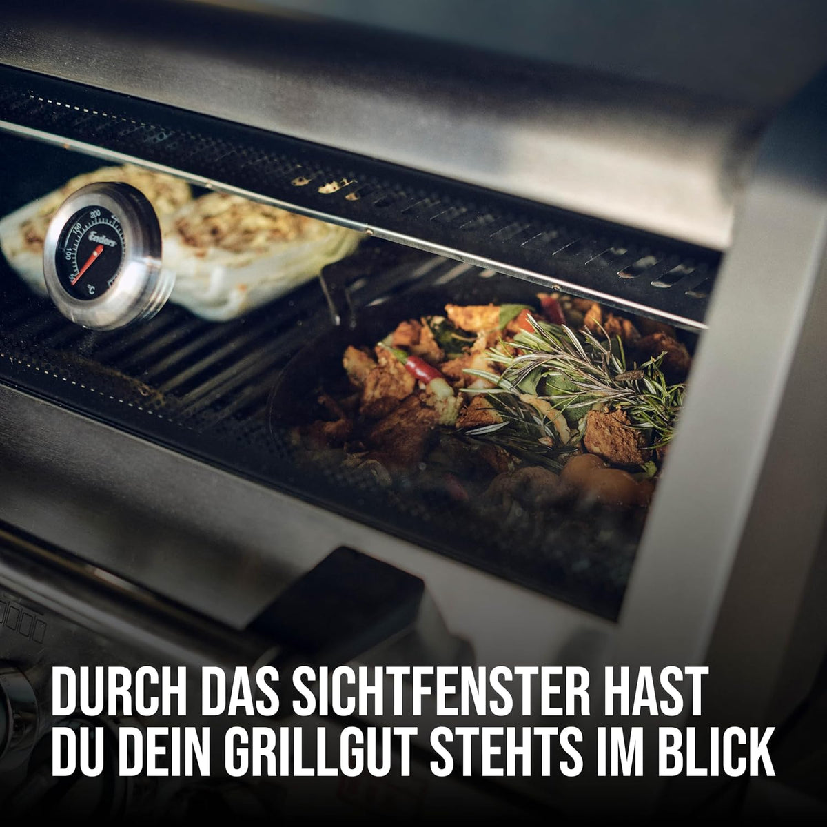 Enders® Gasgrill MONROE PRO 4 SIK TURBO, 4-Edelstahlbrenner, Seitenkocher, Infrarot-Backburner, Sichtfenster, HEAT RANGE™, SWITCH GRID™, 800 °C TURBO ZONE™, SIMPLE CLEAN™, #8378