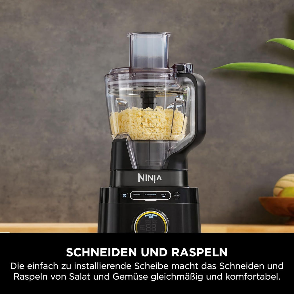 Ninja TB401EU 3-in-1 Detect Power Blender Processor Pro Black | Powerful 1200 W food processor, single serve and dough hook, 1 x single serve cup, jug, dough, mix and chop