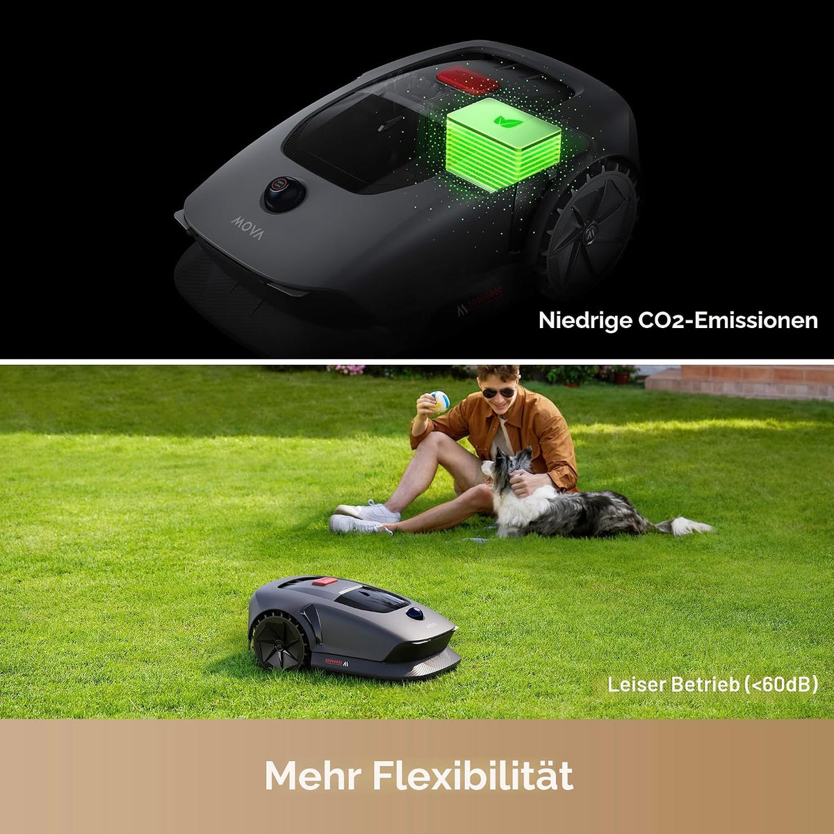 MOVA 600, Rasenmäher Roboter 360° 3D LiDAR Mähroboter ohne Begrenzungskabel & Genaue Kartierung 600 m², Smarte Hindernisvermeidung, App-Steuerung, U-förmiges Schneiden, Sicherheitswarnungen