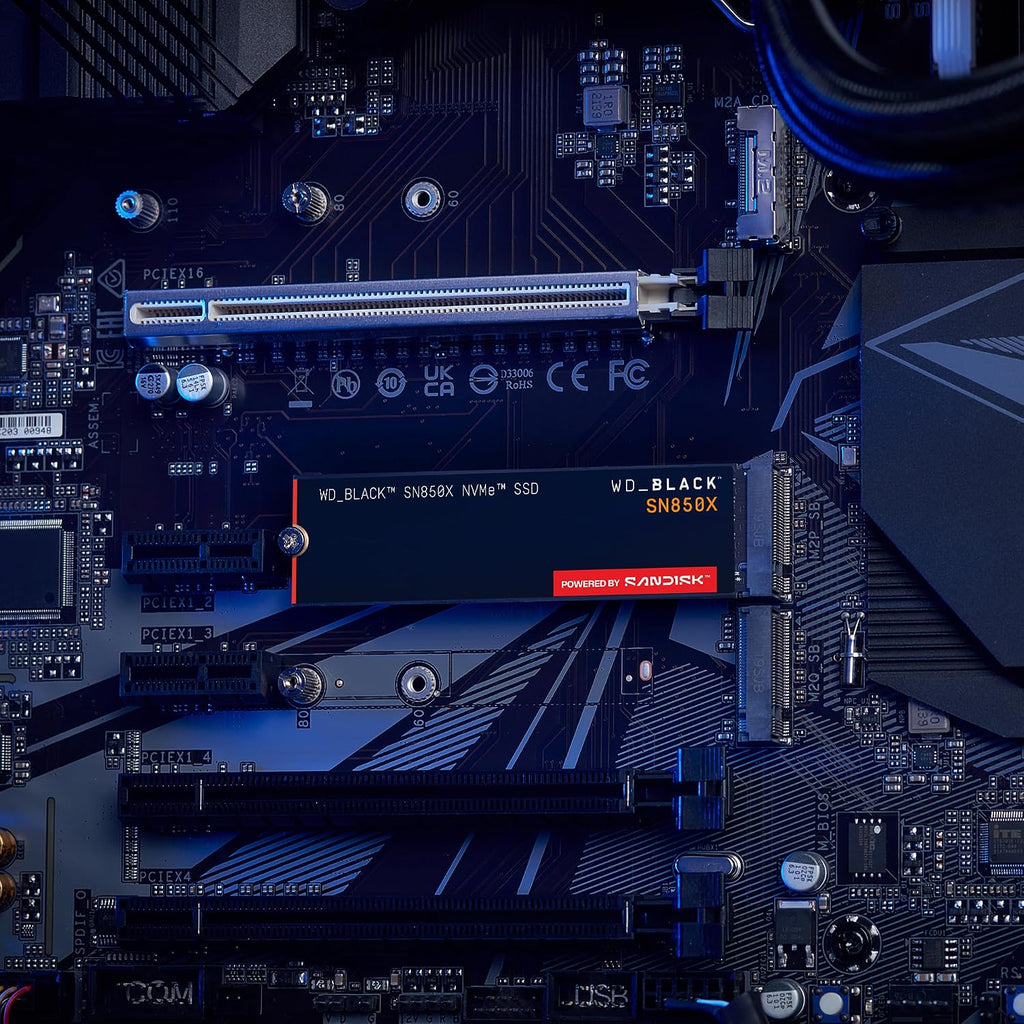 WD_BLACK SN850X NVMe SSD 2 TB Internal SSD (Gaming Memory, PCIe Gen4 Technology, Read 7,300 MB/s, Write 6,600 MB/s) Black