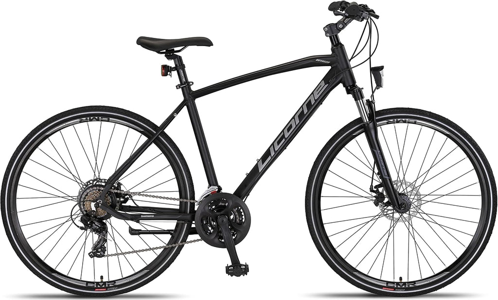 Licorne Bike Premium Voyager Trekking Bike in 28 Zoll Aluminium Scheibenbremse Fahrrad für Jungen, Mädchen, Damen und Herren - 21 Gang-Schaltung - Mountainbike - Crossbike