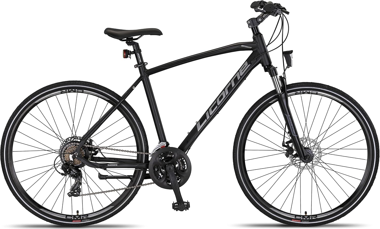 Licorne Bike Premium Voyager Trekking Bike in 28 Zoll Aluminium Scheibenbremse Fahrrad für Jungen, Mädchen, Damen und Herren - 21 Gang-Schaltung - Mountainbike - Crossbike