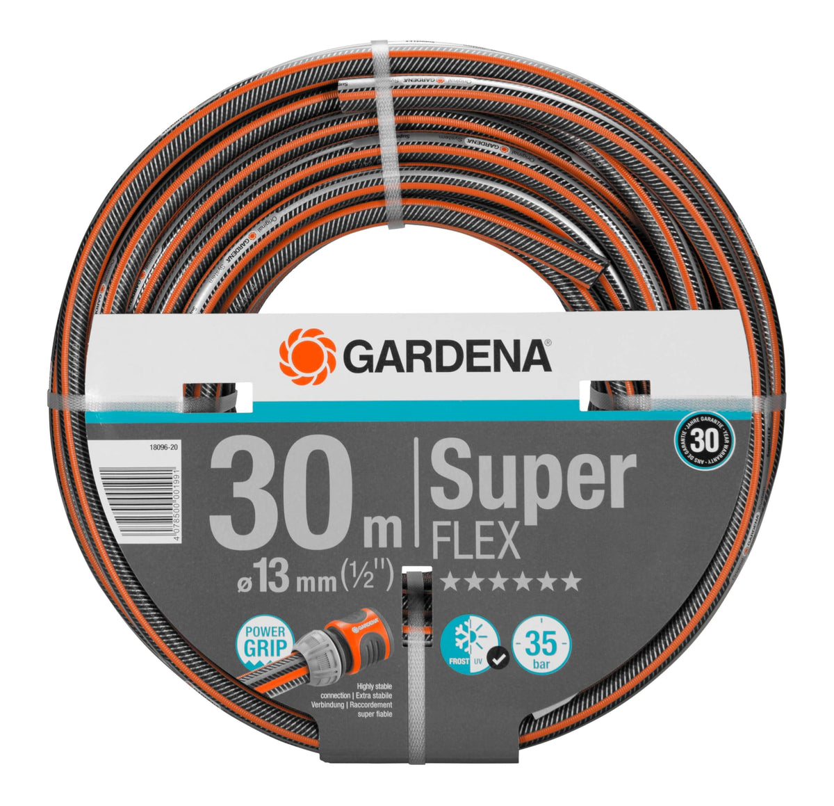 Gardena Premium Superflex Schlauch 13 mm (1/2 Zoll), 50 m: Gartenschlauch mit Power-Grip-Profil, 35 bar Berstdruck, hochflexibel, formstabil, UV-beständ, Polyvinyl Chloride (PVC), watering in garden