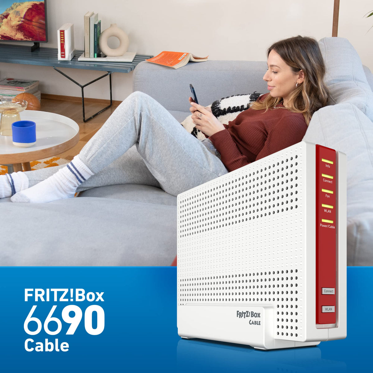 FRITZ!Box 6690 Cable – Wi-Fi 6 Kabelrouter mit DOCSIS 3.1, DECT & USB 3.0o