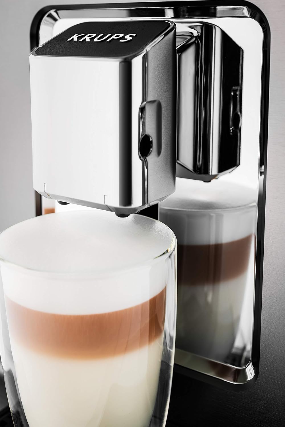 Krups Evidence Plus Kaffeevollautomat mit Milchschlauch, 19 Getränke, 2-Tassen-Funktion, Farbdisplay, Kaffeemaschine, TÜV-Siegel, Silber, EA894T10, Titanium-metallic