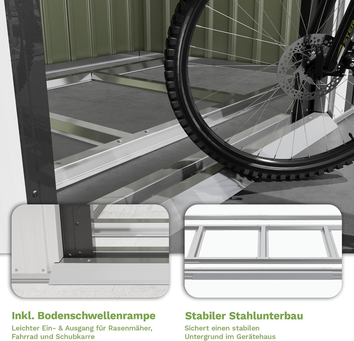 Devoko Metall Geräteschuppen 196x122x182cm mit Fundament, 4.2m³ Gerätehaus mit Oberlichte und Pultdach, Outdoor, Wetterfest, Fahrradschuppen, Gartenhaus für Terrasse, Rasen, Anthrazit