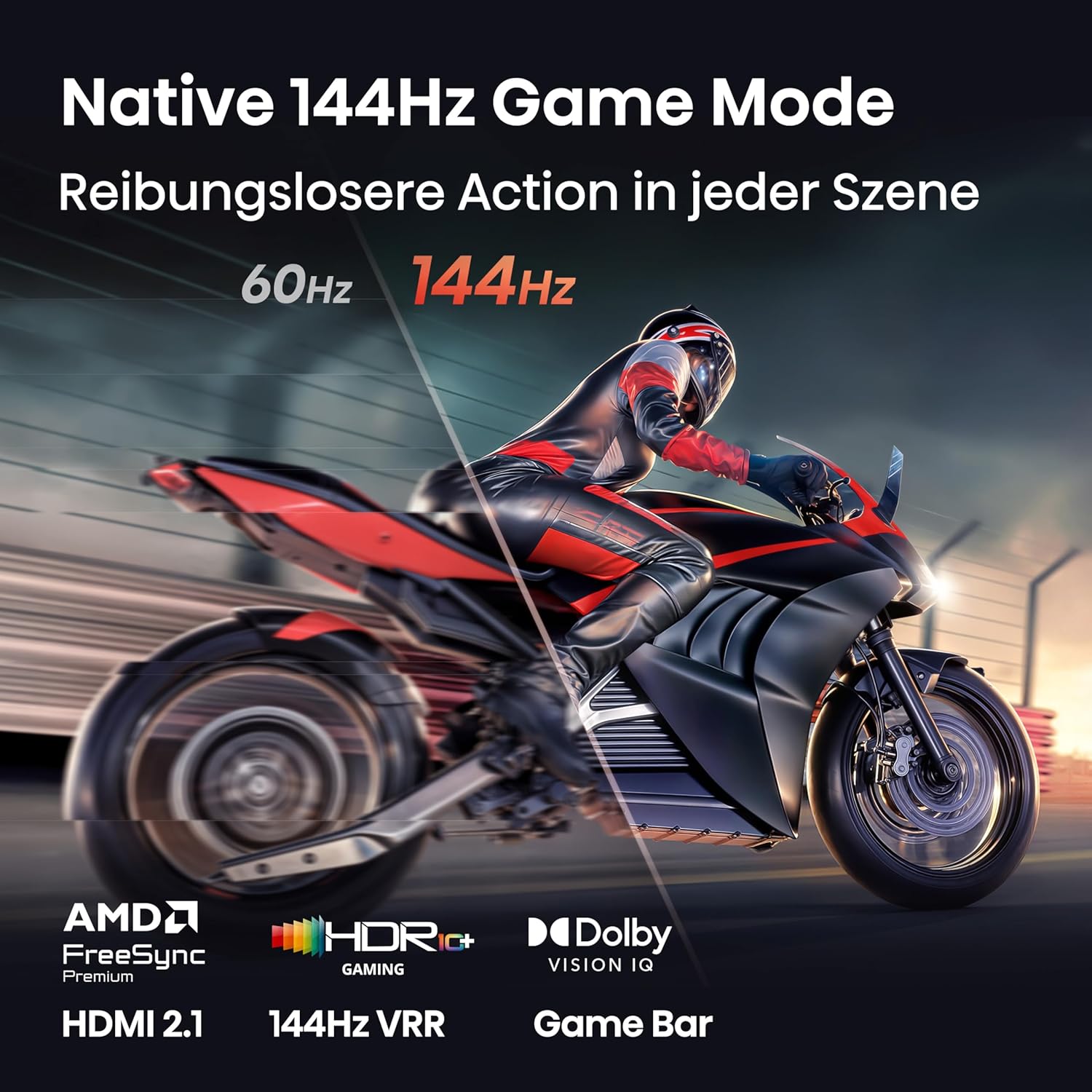 Hisense 55E8DS Fernseher 55 Zoll, 4K UHD, Hi-QLED Mini LED, Smart TV, 144Hz, Hi-View AI Engine, Dolby Vision.Atmos, Unibody Slim, FreeSync Premium, AI-Lichtsensor, Game Bar, Tuned by Devialet