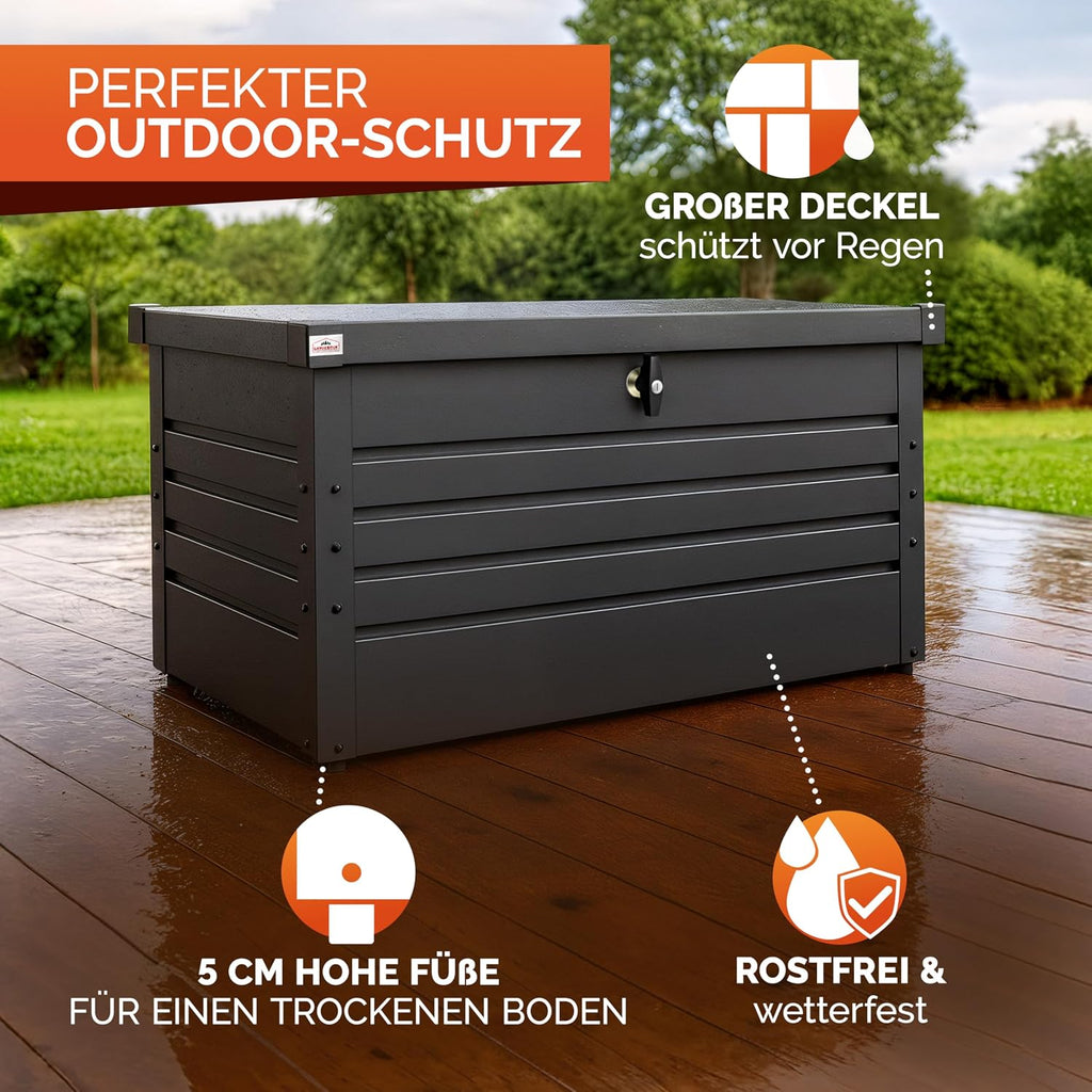 Gardebruk Gartenbox verschließbar, aus Metall, 385L, inkl. Handschuhe