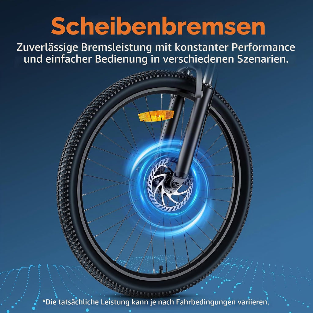 HillMiles MileTrail1 26" Elektrofahrrad Für Erwachsene Mit 100KM Reichweite, 36V 13AH Herausnehmbare Batterie, Speed 25KM/H, Mountain E-Bike