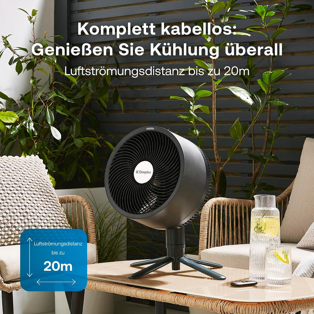 Dimplex DUOCOOL Smart Wireless 2-in-1 Akku-Ventilator – 45h, 36dB, IP54, 20m, Alexa, App, Schwarz