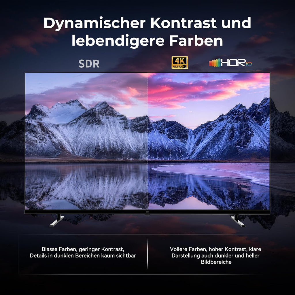 FPD Fernseher 55 Zoll Smart TV, 4K UHD mit Google TV & Google Cast, Dolby Vision und Atmos, HDR 10, MEMC für flüssige Bewegungen
