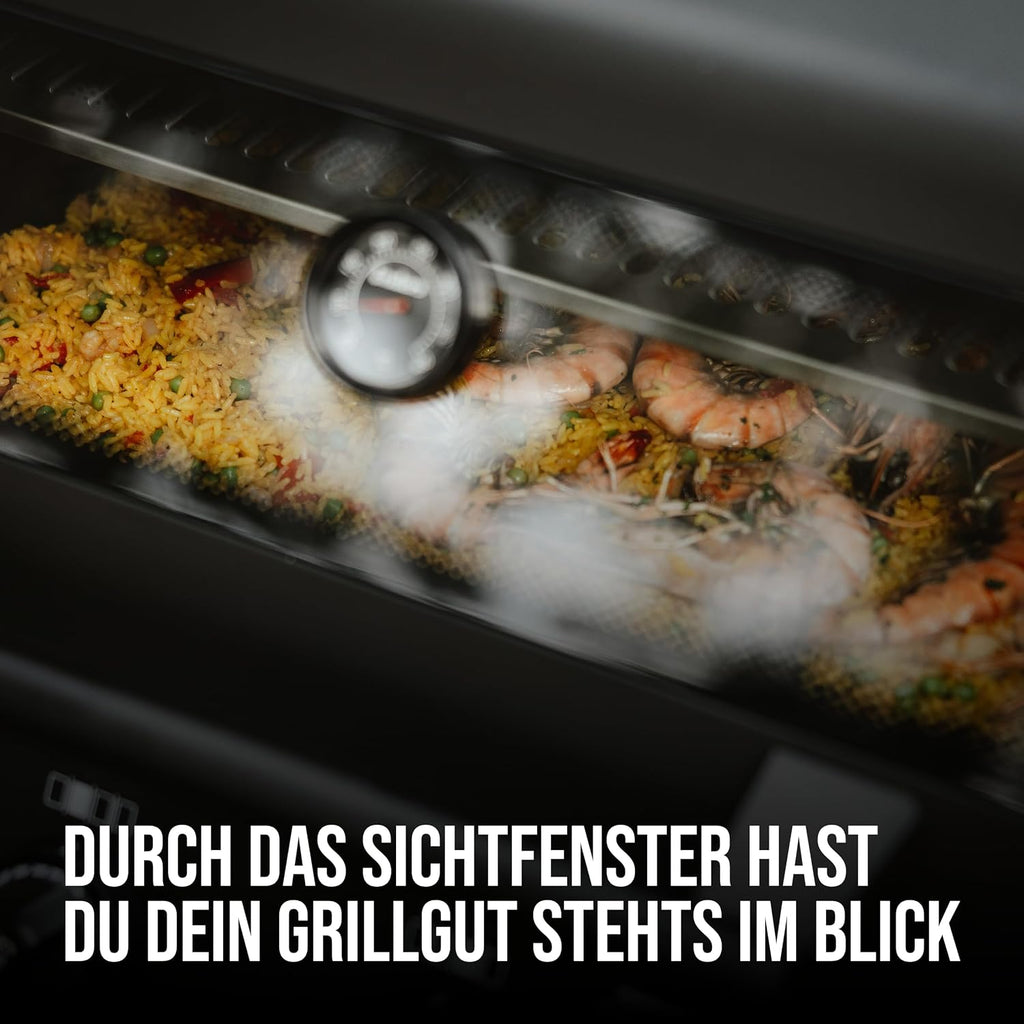 Enders® Gasgrill MONROE PRO 3 SIK TURBO SHADOW, 3-Edelstahlbrenner, Seitenkocher, Infrarot-Backburner, Sichtfenster, HEAT RANGE™, SWITCH GRID™, 800 °C TURBO ZONE™, SIMPLE CLEAN™, #8381