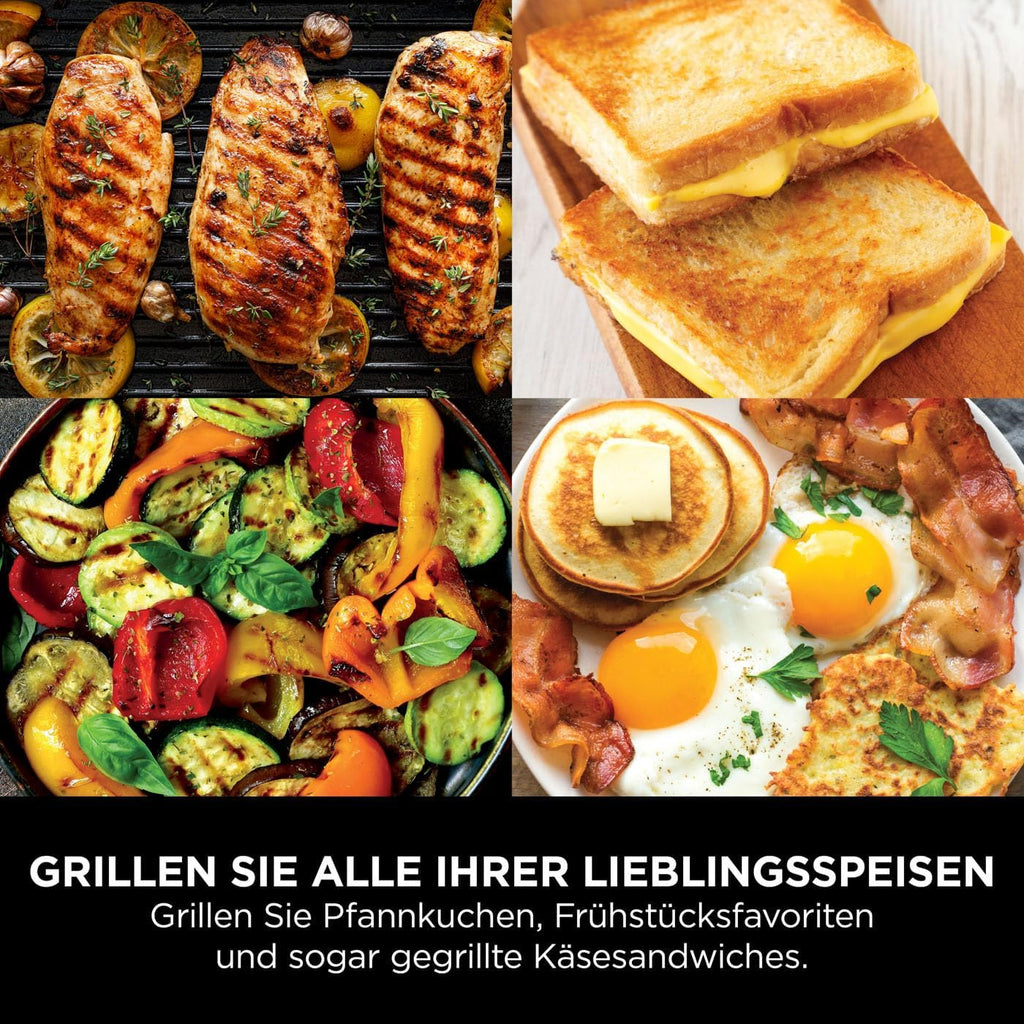 Ninja Sizzle Elektrogrill Indoor & Plancha (Flat Grill Plate) Grau GR101EU