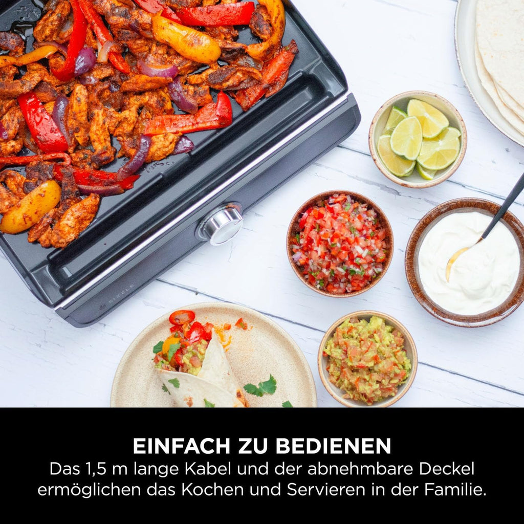 Ninja Sizzle Elektrogrill Indoor & Plancha (Flat Grill Plate) Grau GR101EU