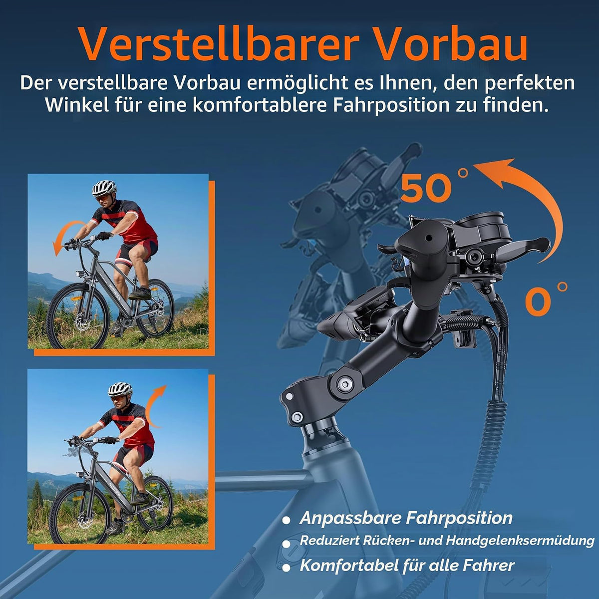 HillMiles MileTrail1 26" Elektrofahrrad Für Erwachsene Mit 100KM Reichweite, 36V 13AH Herausnehmbare Batterie, Speed 25KM/H, Mountain E-Bike